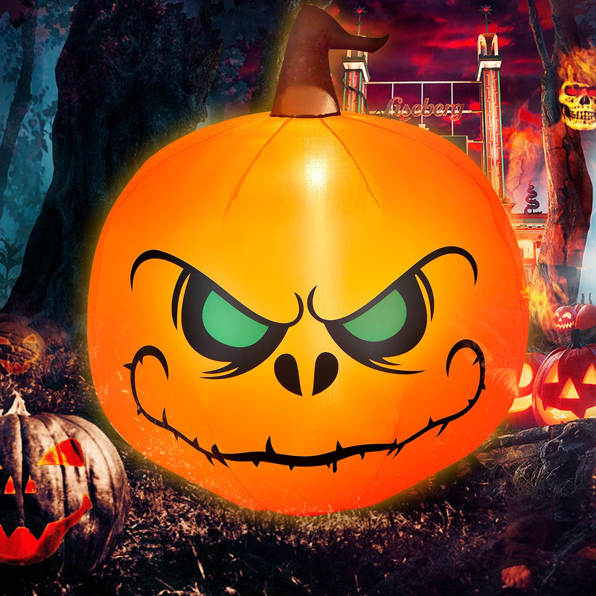 4 Ft Inflatable Light Up Pumpkin Yard Decoration