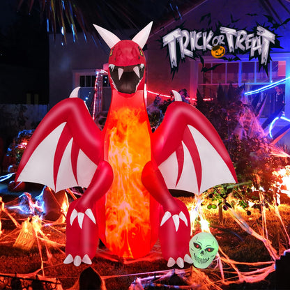 8 Ft Inflatable Fire Dragon Yard Decoration