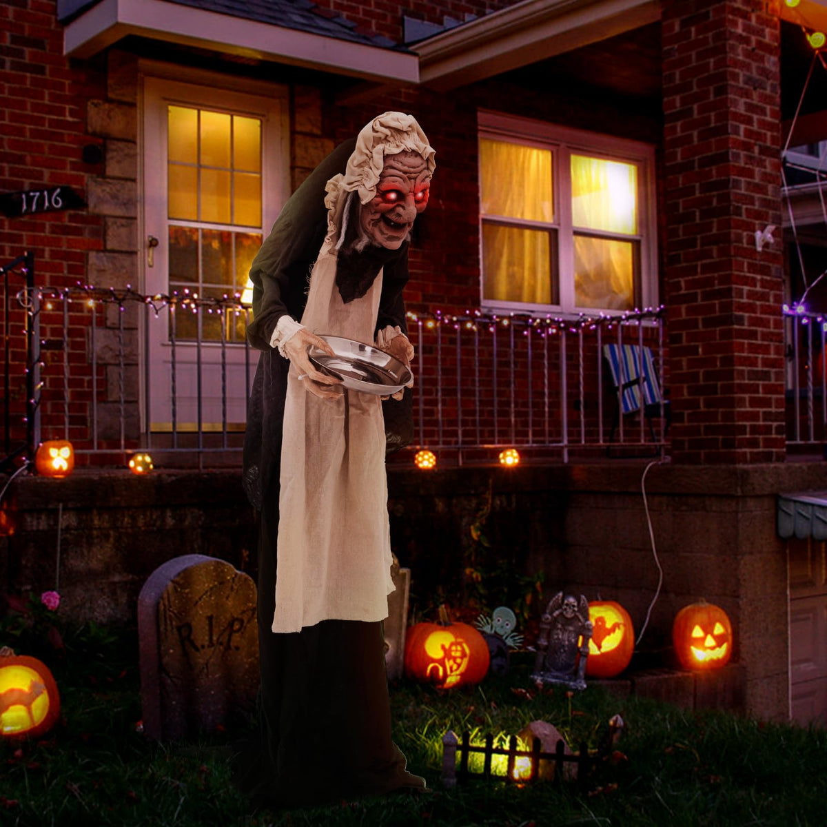 5.2 Ft Animated Old Lady Greeter with Candy Dish
