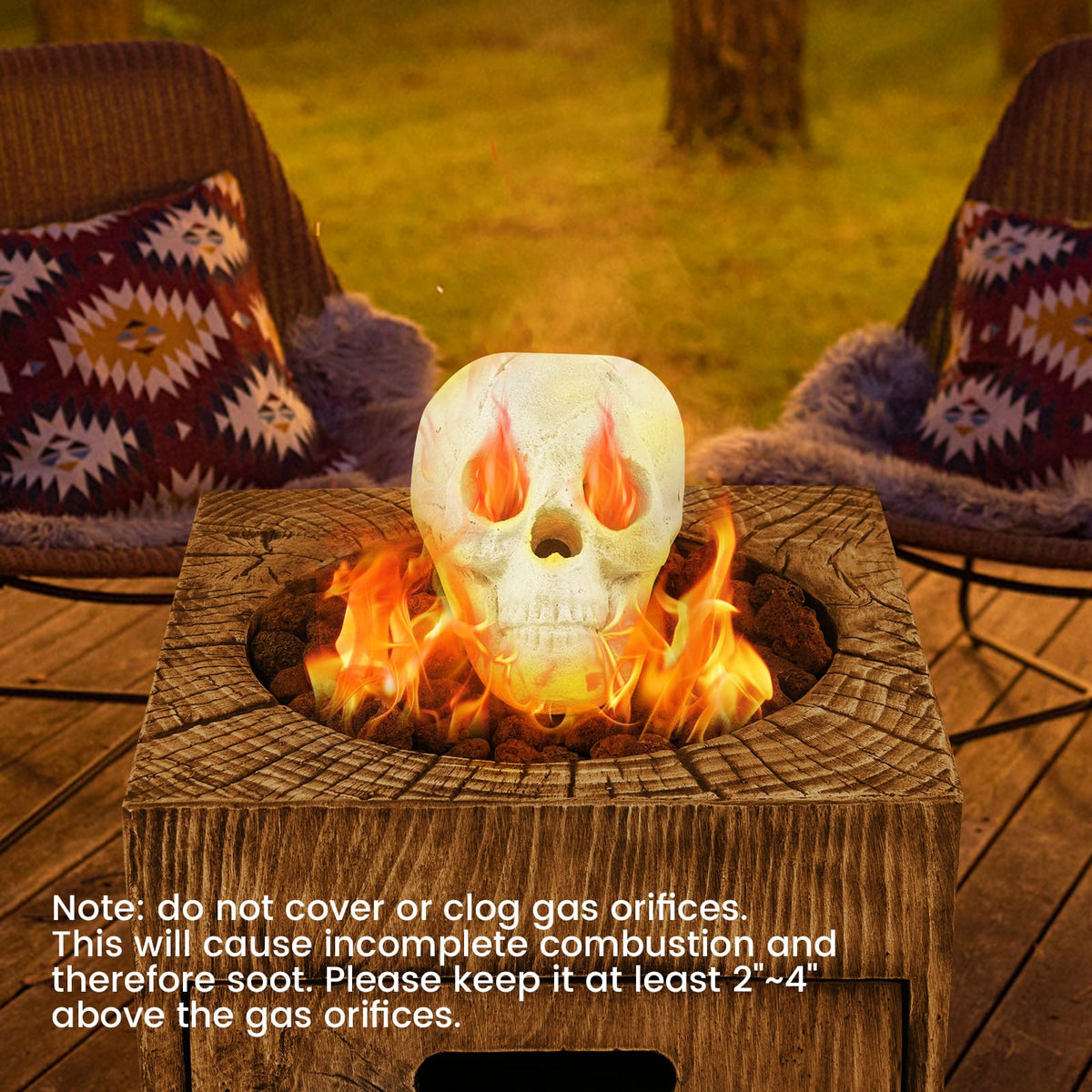 Ceramic Fire Pit Skull Halloween Decoration