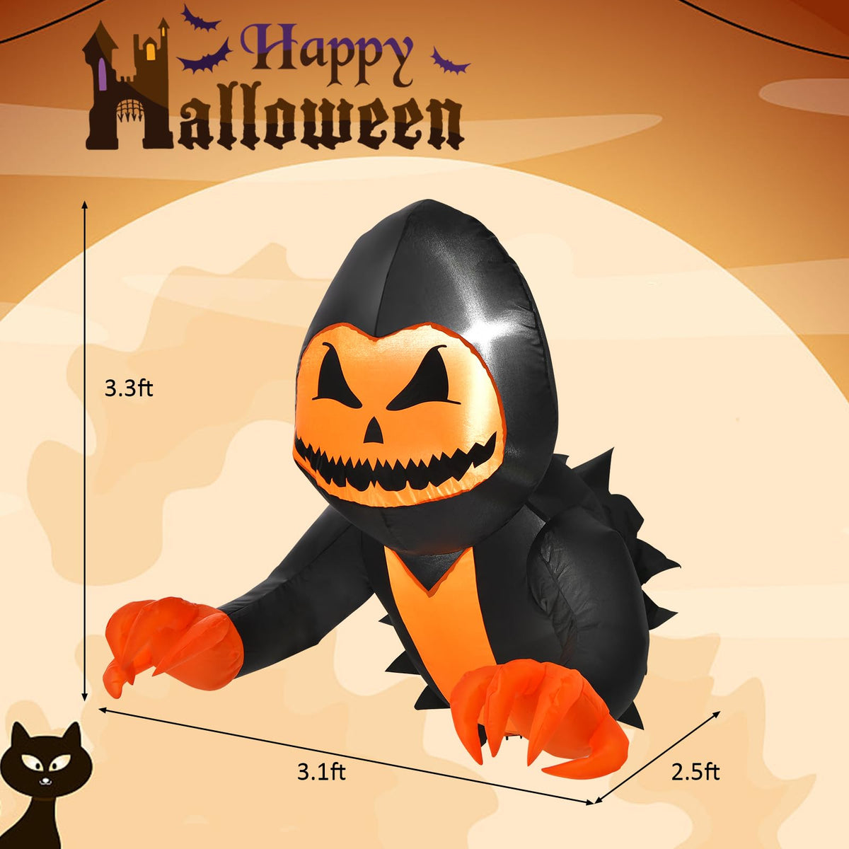 3.3 Ft Inflatable Pumpkin Head Window Ghost