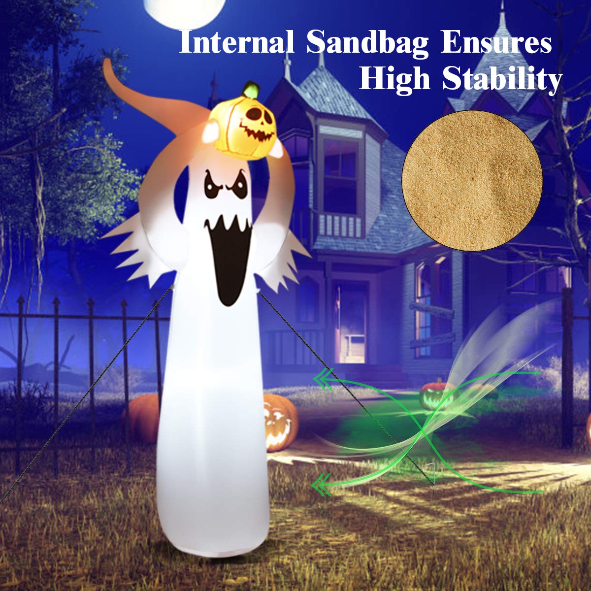 Inflatable Light Up Halloween Ghost Yard Decor