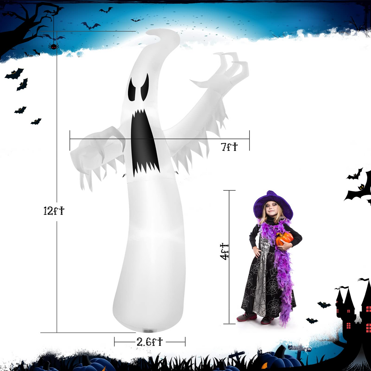 12 Ft Giant Inflatable Ghost Yard Decoration
