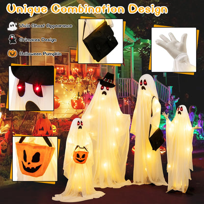 Light Up Ghost Family, 4 Piece Halloween Set