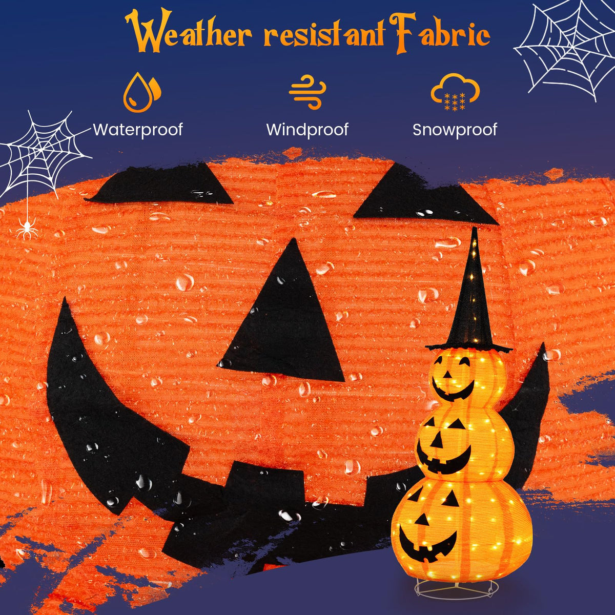 5 Ft Light Up Stacked Pumpkin Yard Decoration