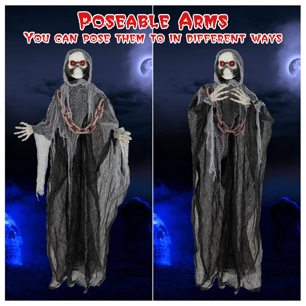 6.4 Ft Animated Grim Reaper with Chain