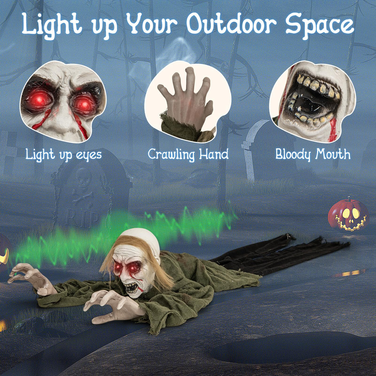 Sound Activated Zombie Groundbreaker Yard Prop