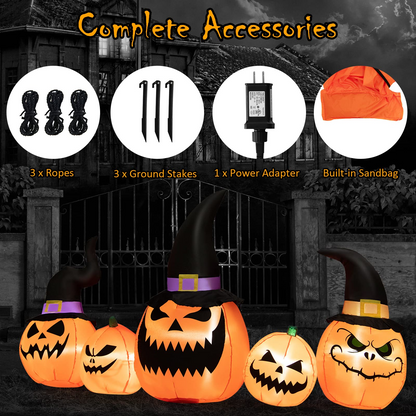 8 Ft Inflatable Pumpkin Family with LED Lights