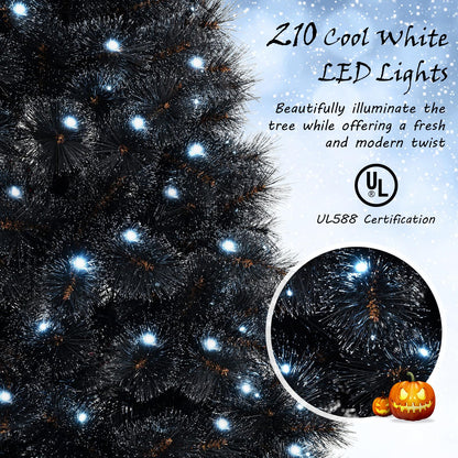 6, 7 or 8 Ft Pre-Lit Black Artificial Tree
