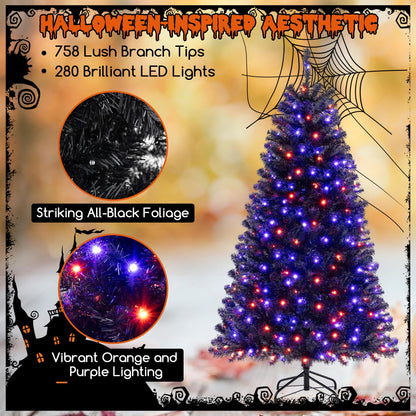 6, 7 or 8 Ft Pre-Lit Black Halloween Tree