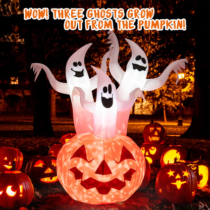 6 Ft Inflatable Ghosts and Pumpkin with Rotating Light