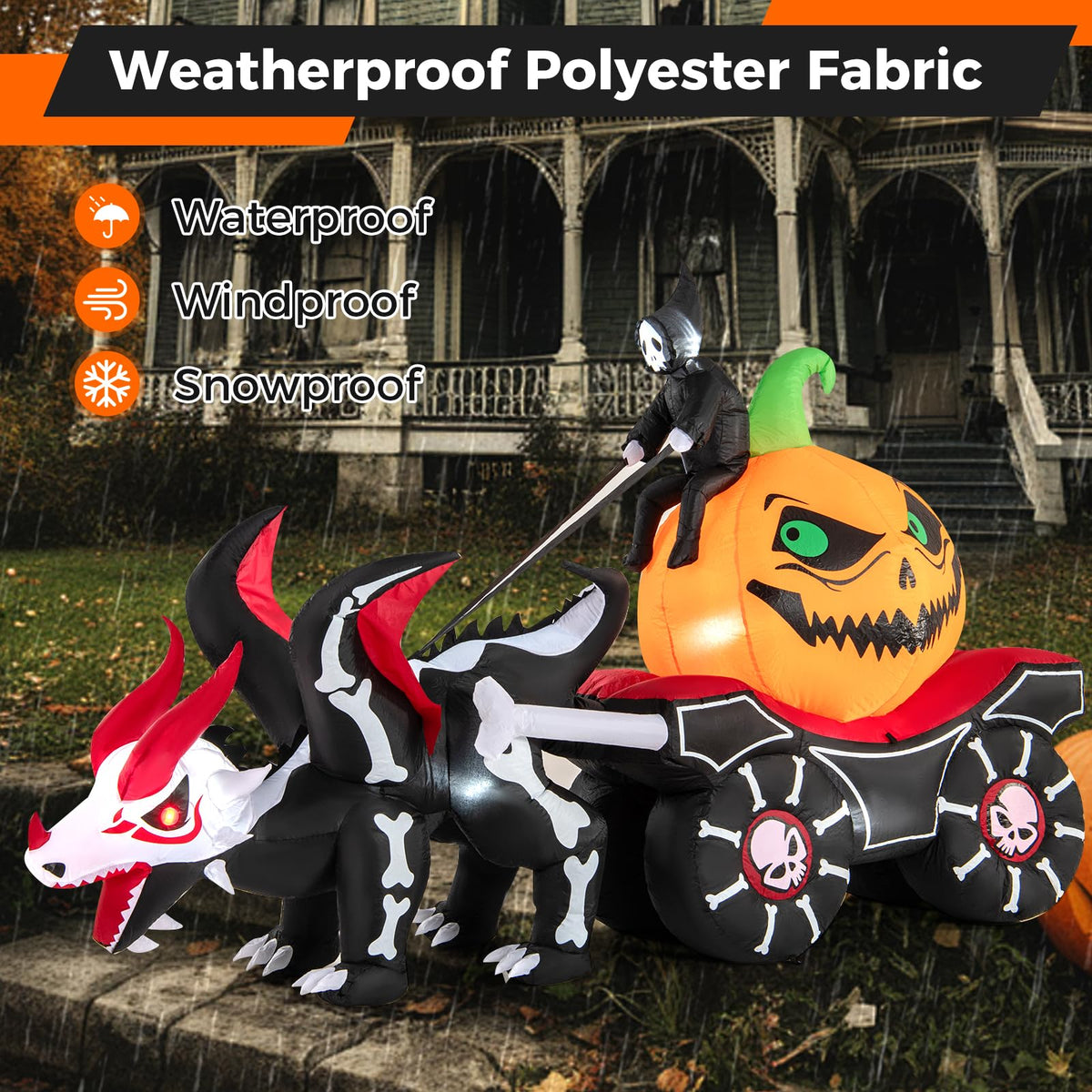 9 Ft Inflatable Reaper Pumpkin Carriage Decor