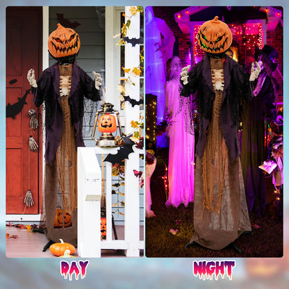5.6 Ft Animated Pumpkin Scarecrow with Glowing Eyes