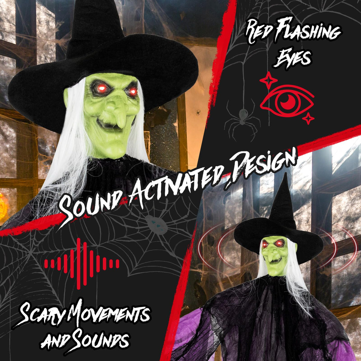 7.2 Ft Animated Standing Witch with Lit Eyes