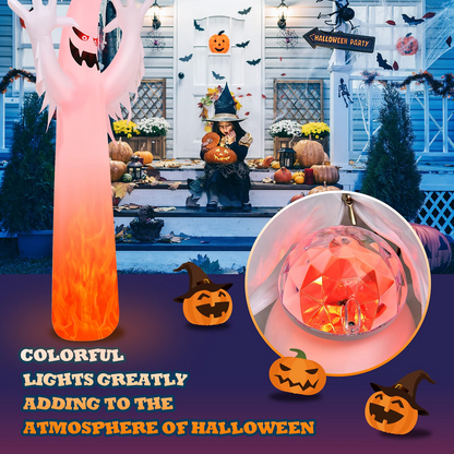 12 Ft Inflatable Ghost with Flame Light Effect