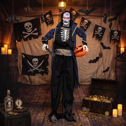 6 Ft Animated Vampire Pirate with Pop-Up Head