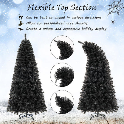 7 Ft Pre-Lit Black Halloween Tree, Bendable Top