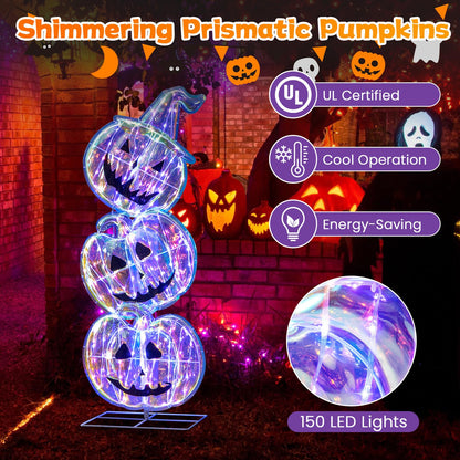 3.4 Ft Light Up Stacked Pumpkins, 150 LEDs