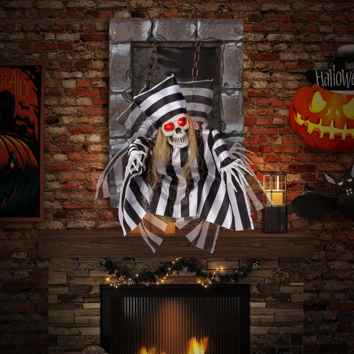 18 In Animated Hanging Skull Prisoner Prop
