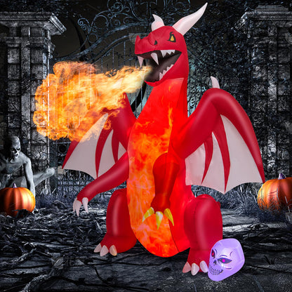 8 Ft Inflatable Fire Dragon Yard Decoration