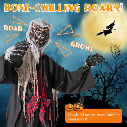 8.2 Ft Animatronic Werewolf with Light Up Eyes