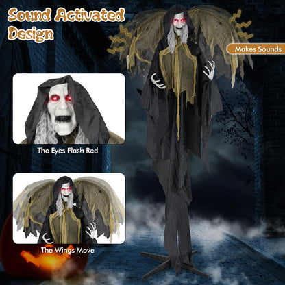 8.2 Ft Standing Witch Animatronic with Red Eyes