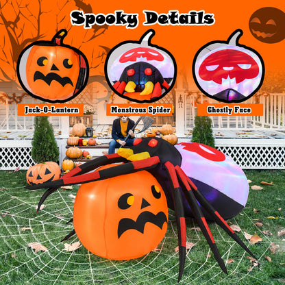 5 Ft Inflatable Spider on Pumpkin Yard Decoration