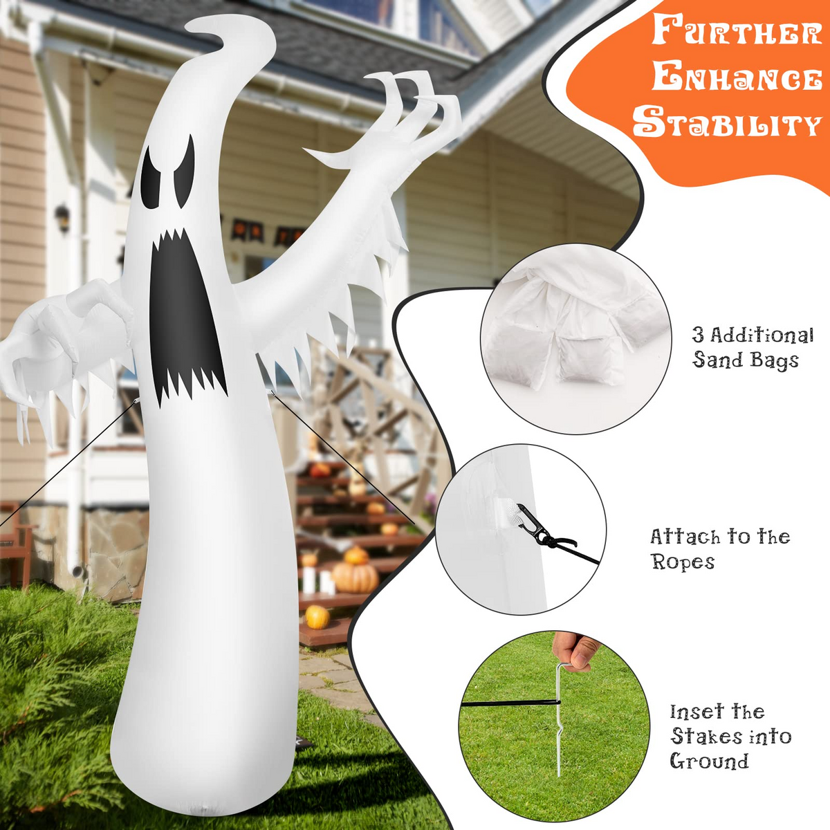 12 Ft Giant Inflatable Ghost Yard Decoration