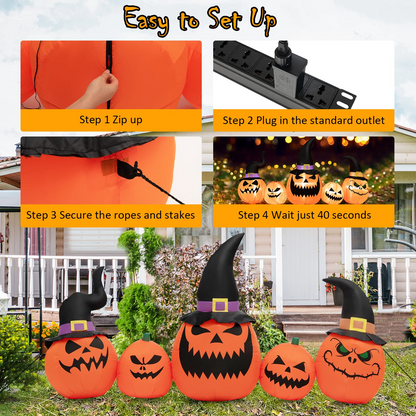 8 Ft Inflatable Pumpkin Family with LED Lights