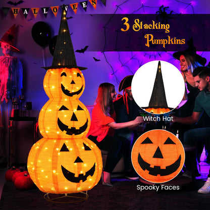 5 Ft Light Up Stacked Pumpkin Yard Decoration