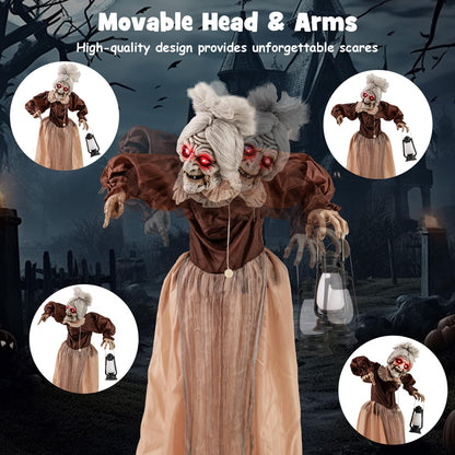 Talking Zombie Maid Animatronic with Lantern