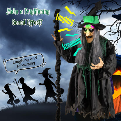 7 Ft Witch on Broom Animatronic Halloween Prop