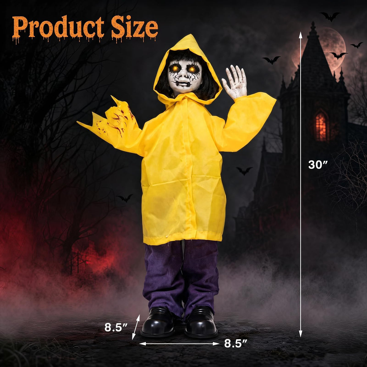 30 In Animated Zombie Boy with Light Up Eyes