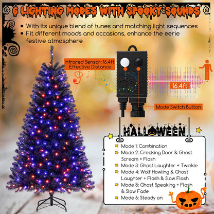 6, 7 or 8 Ft Pre-Lit Black Halloween Tree