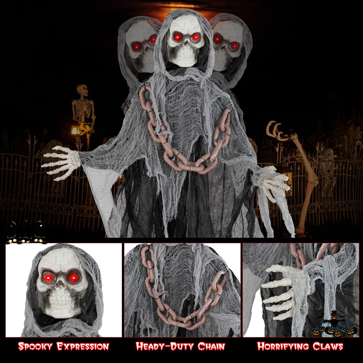 6.4 Ft Animated Grim Reaper with Chain