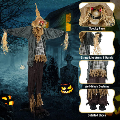 7 Ft Animated Standing Scarecrow Halloween Prop