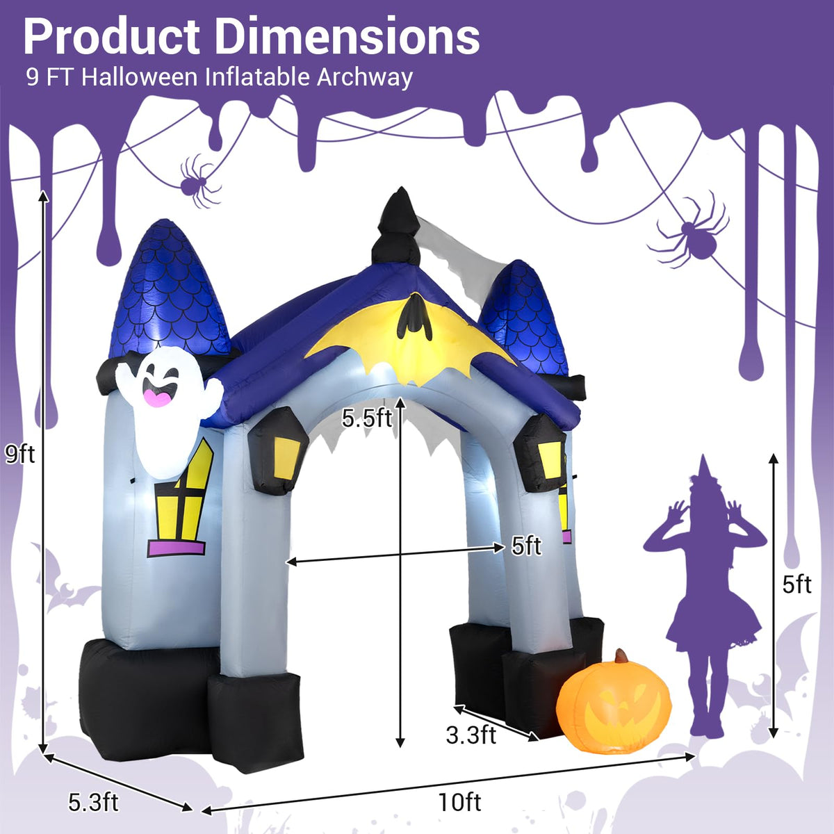 9 Ft Halloween Inflatable Castle Archway
