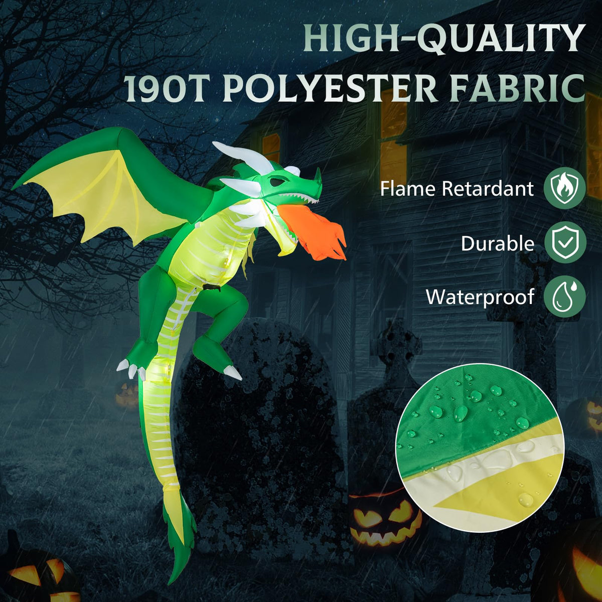 5.2 Ft Hanging Inflatable Dragon with LED Lights