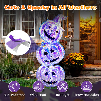 3.4 Ft Light Up Stacked Pumpkins, 150 LEDs
