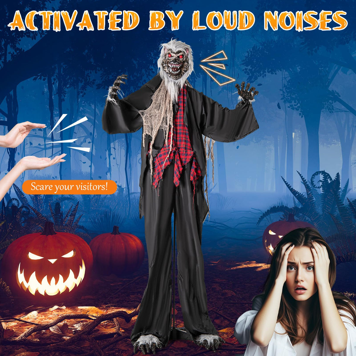 8.2 Ft Animatronic Werewolf with Light Up Eyes