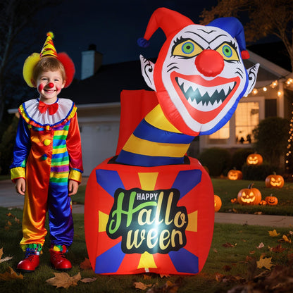 5 Ft Inflatable Clown in a Box Yard Decoration