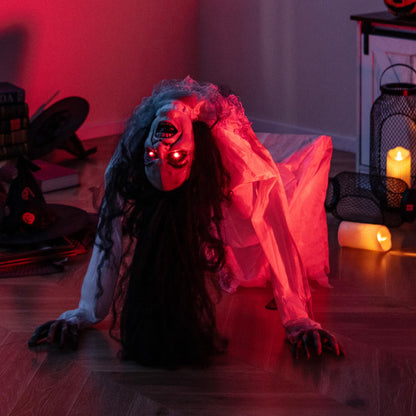 Animated Crawling Zombie Woman Halloween Prop