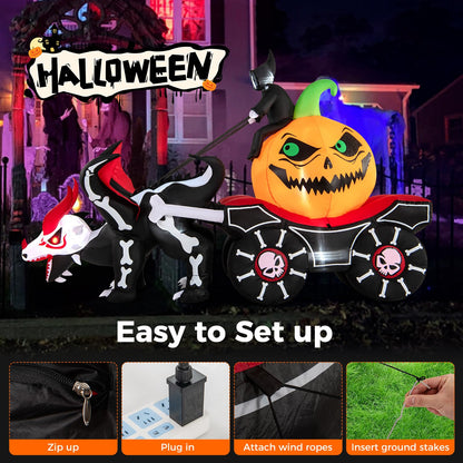 9 Ft Inflatable Reaper Pumpkin Carriage Decor