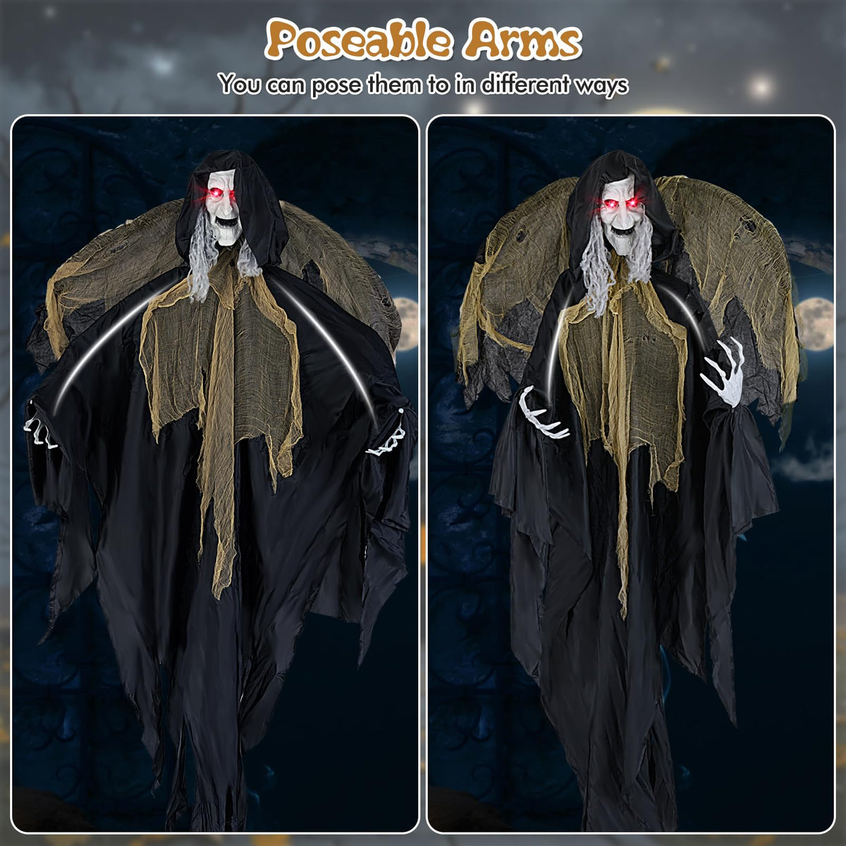 8.2 Ft Standing Witch Animatronic with Red Eyes