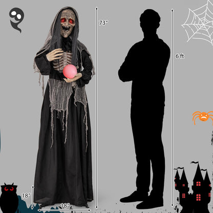 6 Ft Talking Animatronic Witch with Light-Up Eyes