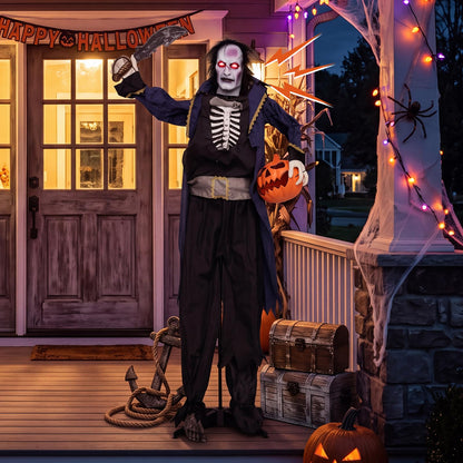 6 Ft Animated Vampire Pirate with Pop-Up Head
