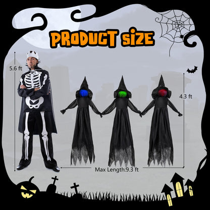 9.3 Ft Light Up Witch Yard Stakes, Set of 3