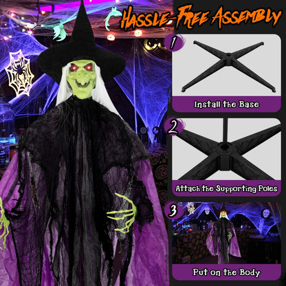 7.2 Ft Animated Standing Witch with Lit Eyes