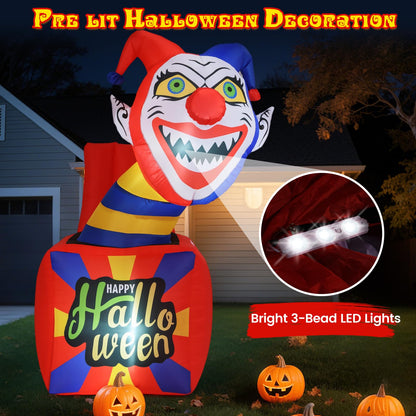 5 Ft Inflatable Clown in a Box Yard Decoration