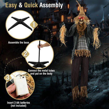 7 Ft Animated Standing Scarecrow Halloween Prop